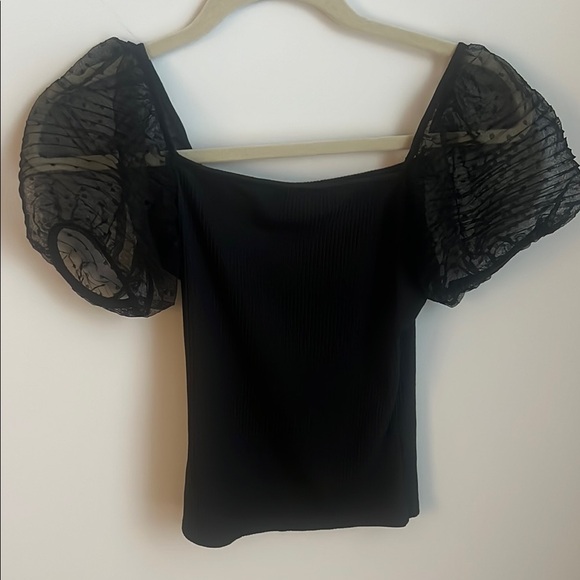 Altar'd State Tops - Elegant Black  Puff Sleeve Top